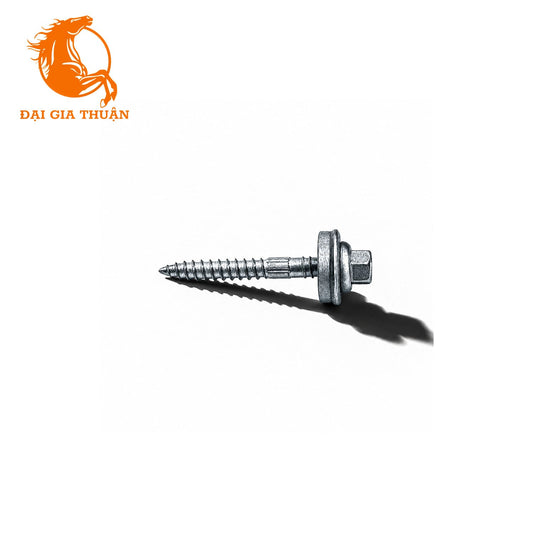 VÍT TÔN XÀ GỖ MẠ KẼM NHÚNG NÓNG RON EPDM with a hex head, shown horizontally on a plain white background with a soft shadow. The orange logo 'Đại GIA THUẬN' is visible in the top-left corner.